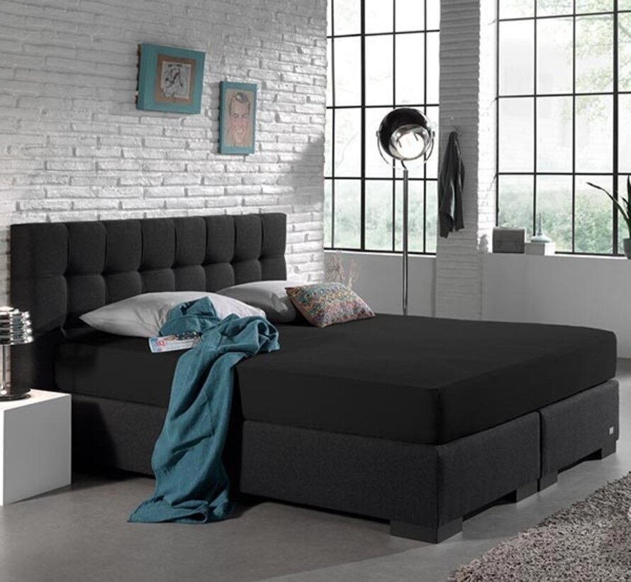 Hoeslaken Dubbel Jersey - Extra Hoog - Zwart