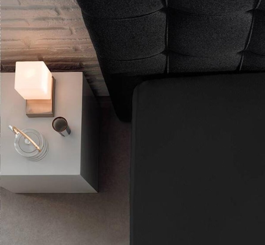 Hoeslaken Dubbel Jersey - Extra Hoog - Zwart