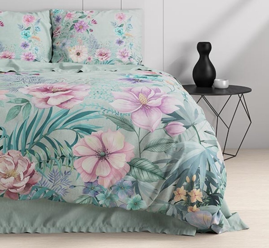 Flore - Blauw/Multi Dekbedovertrek