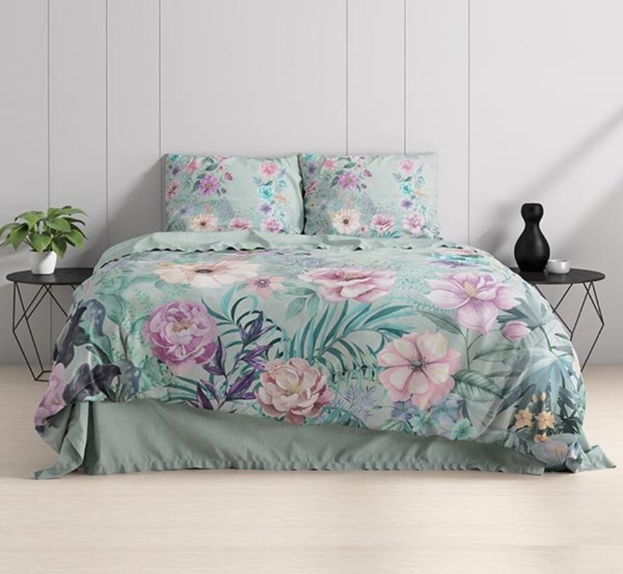 Flore - Blauw/Multi Dekbedovertrek