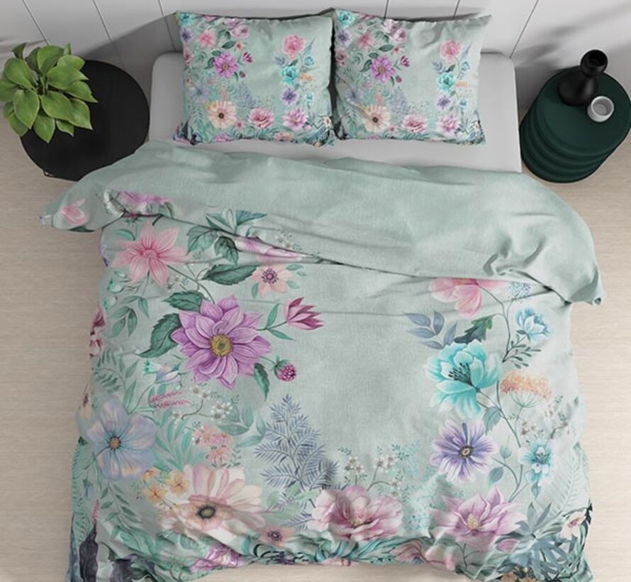 Flore - Blauw/Multi Dekbedovertrek