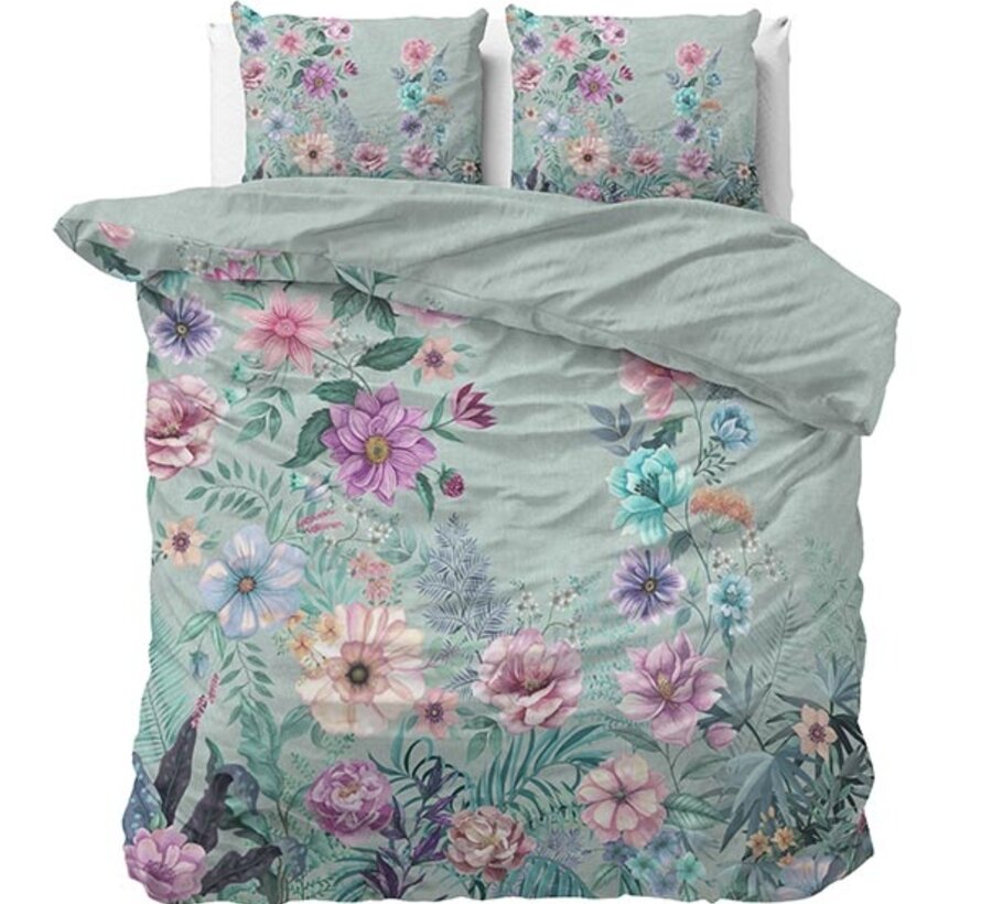 Flore - Blauw/Multi Dekbedovertrek