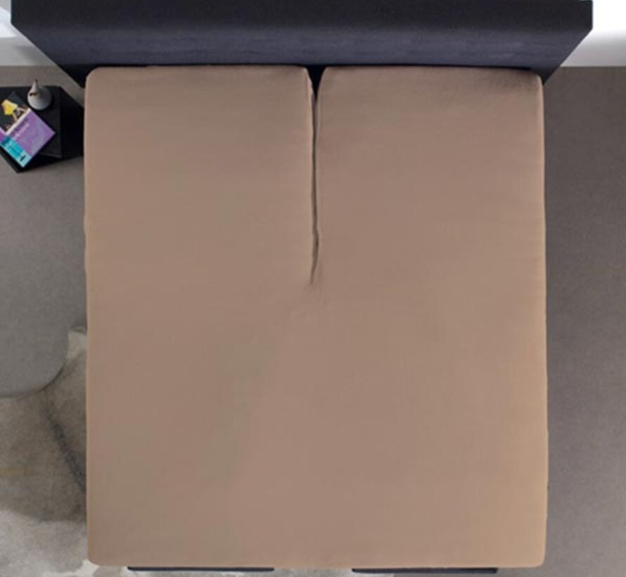 Splittopper Hoeslaken Katoen - Taupe