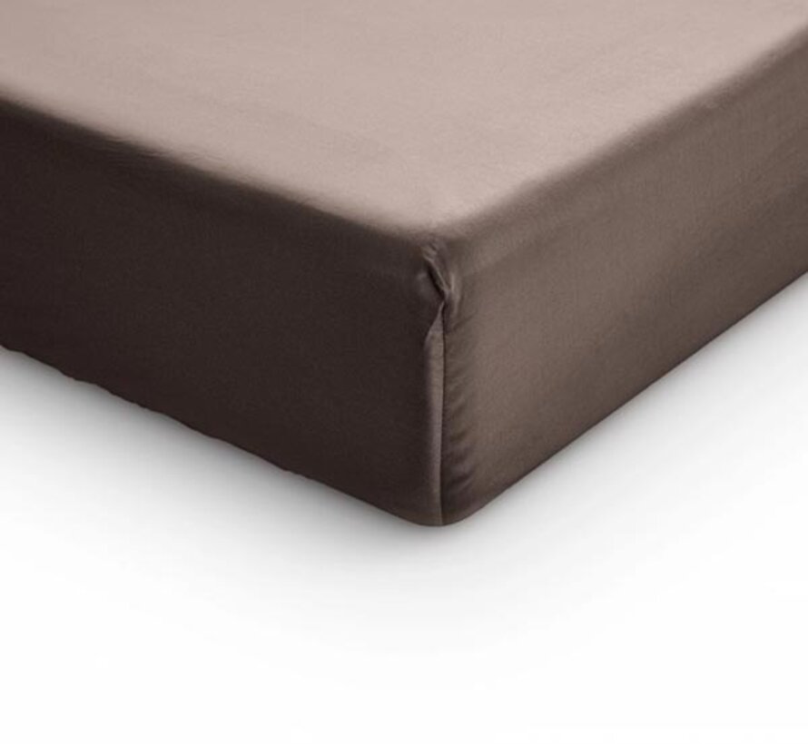 Topper Hoeslaken Katoen-Satijn - Verkoelend - Taupe