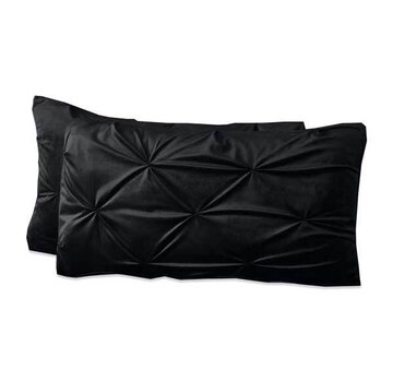 Sleeptime 2-Pack: Kussenslopen - Velvet Pintuck - Zwart