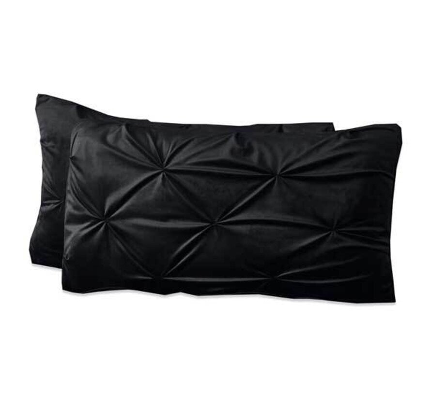 2-Pack: Kussenslopen - Velvet Pintuck - Zwart