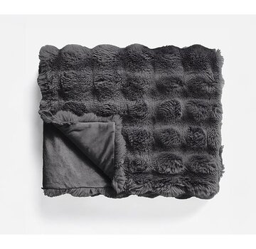 Primaviera Deluxe Plaid - Pom Rabbit Fur - Antraciet