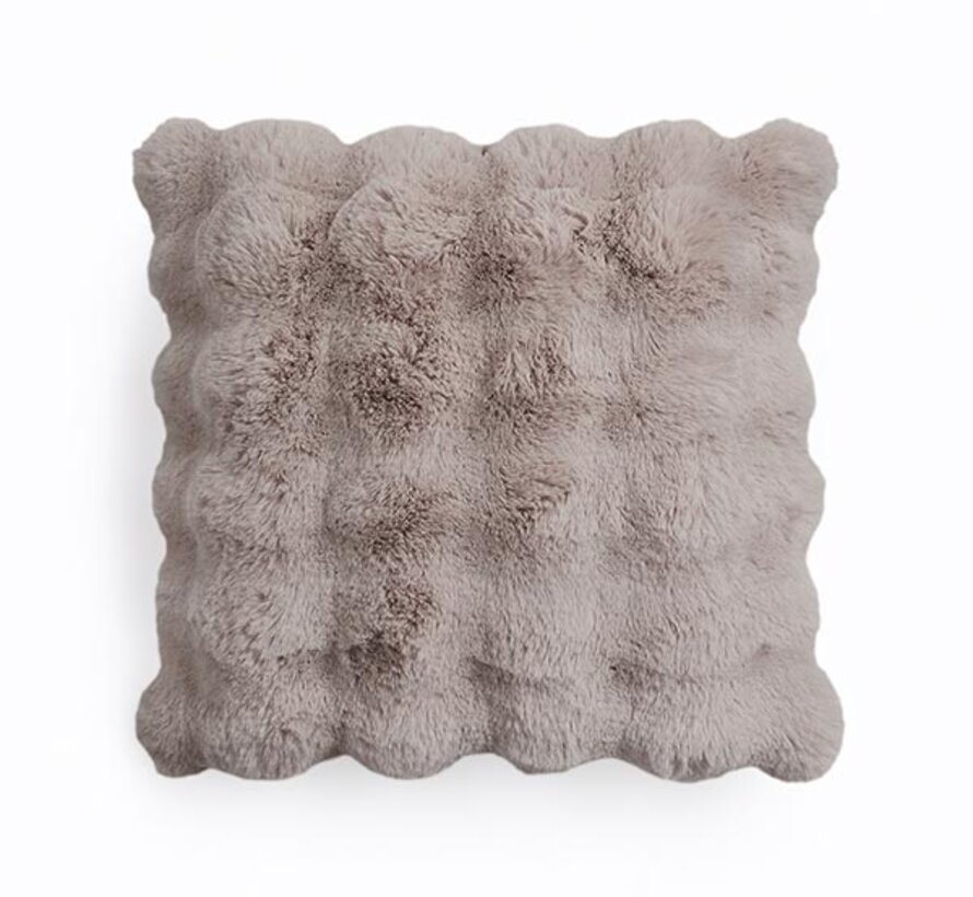 Sierkussen - Pom Rabbit Fur - Taupe/Roze