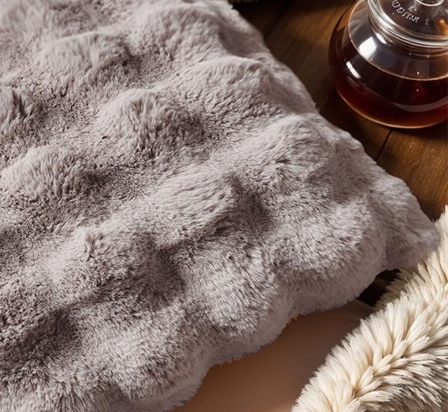 Sierkussen - Pom Rabbit Fur - Taupe/Roze