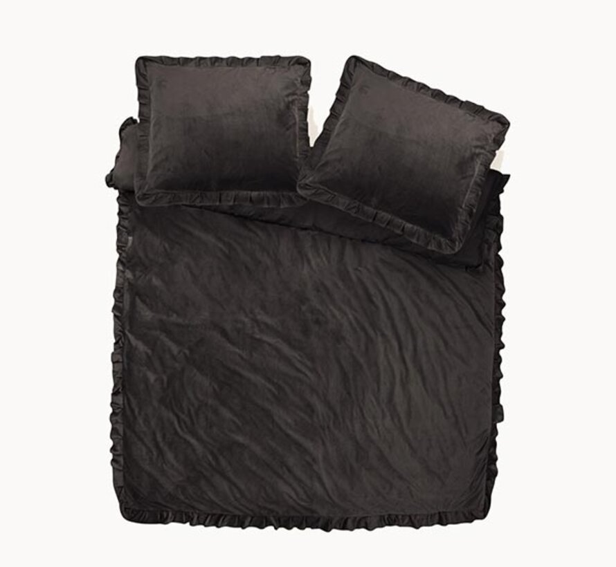 Velvet Ruffles - Zwart Dekbedovertrek