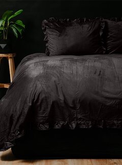 Sleeptime Velvet Ruffles - Zwart Dekbedovertrek