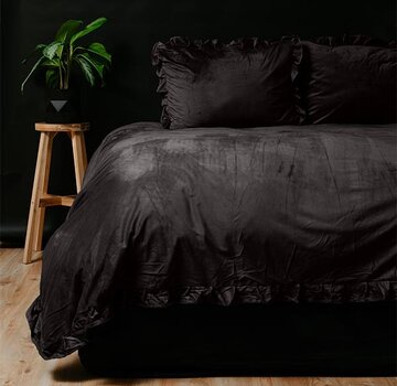 Sleeptime Velvet Ruffles - Zwart Dekbedovertrek