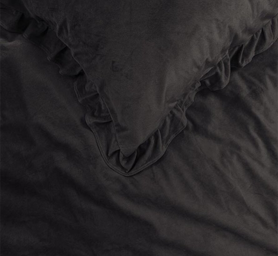 Velvet Ruffles - Zwart Dekbedovertrek