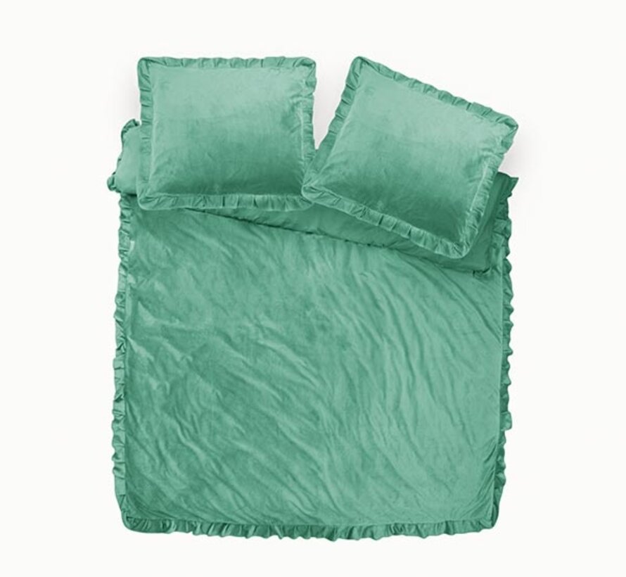 Velvet Ruffles - Graniet Groen Dekbedovertrek