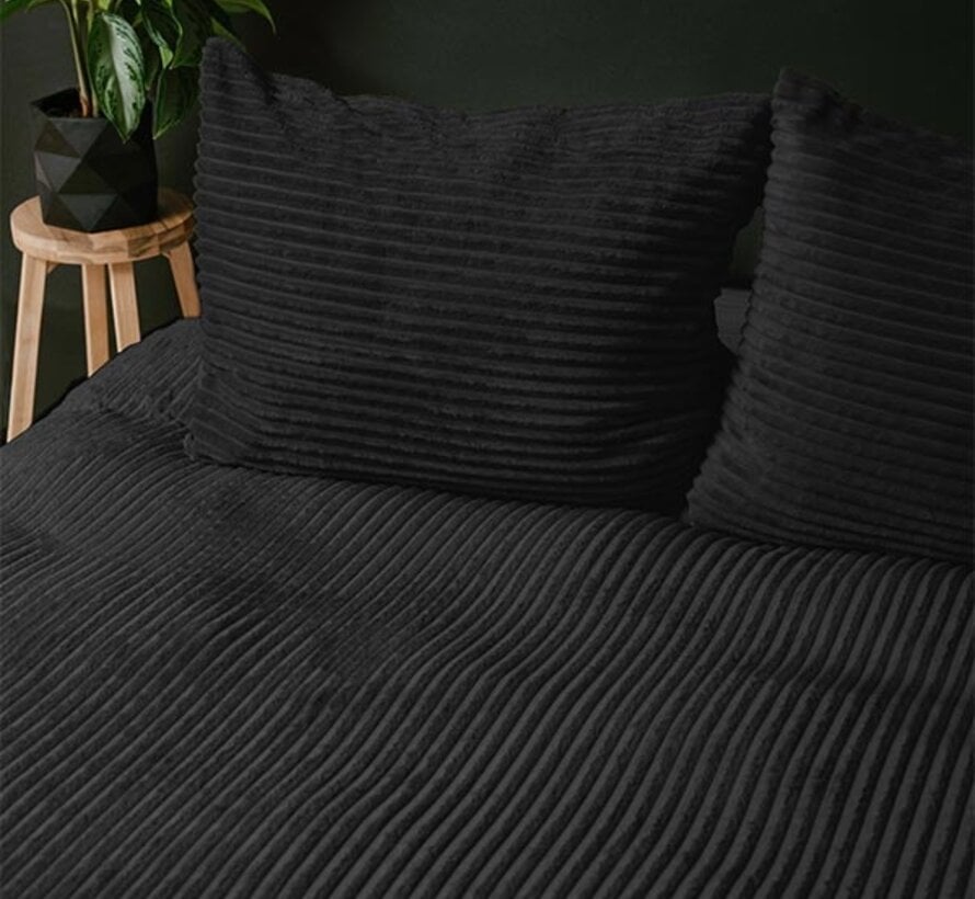 Rib Teddy - Antraciet/Zwart Dekbedovertrek