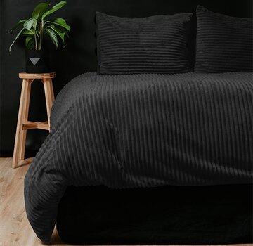 Sleeptime Rib Teddy - Antraciet/Zwart Dekbedovertrek