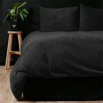 Sleeptime Rib Teddy - Antraciet/Zwart Dekbedovertrek