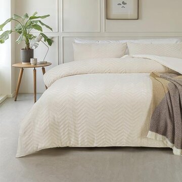 Sleeptime Chevron Teddy - Creme Dekbedovertrek