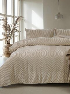 Sleeptime Chevron Teddy - Taupe Dekbedovertrek