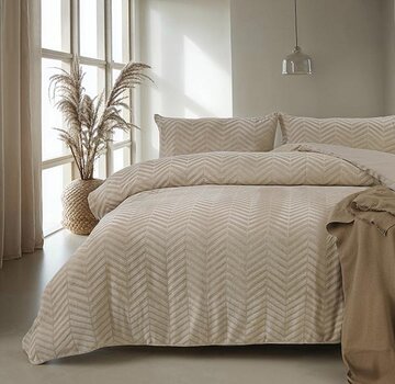 Sleeptime Chevron Teddy - Taupe Dekbedovertrek