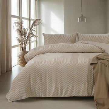 Sleeptime Chevron Teddy - Taupe Dekbedovertrek
