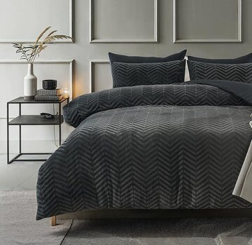 Sleeptime Chevron Teddy - Antraciet Dekbedovertrek