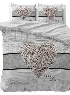 Sleeptime Essentials Home Is Heart - Grijs/Wit Dekbedovertrek