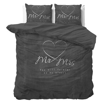 Sleeptime Essentials Mr and Mrs Heart - Antraciet Dekbedovertrek