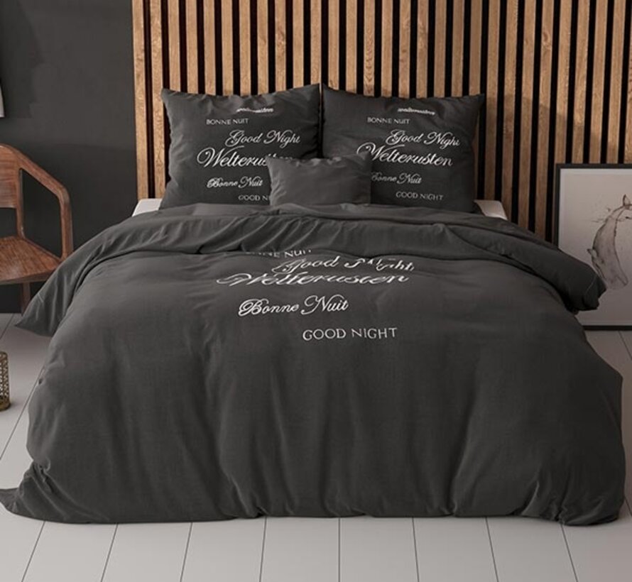 Welterusten - Zwart Dekbedovertrek