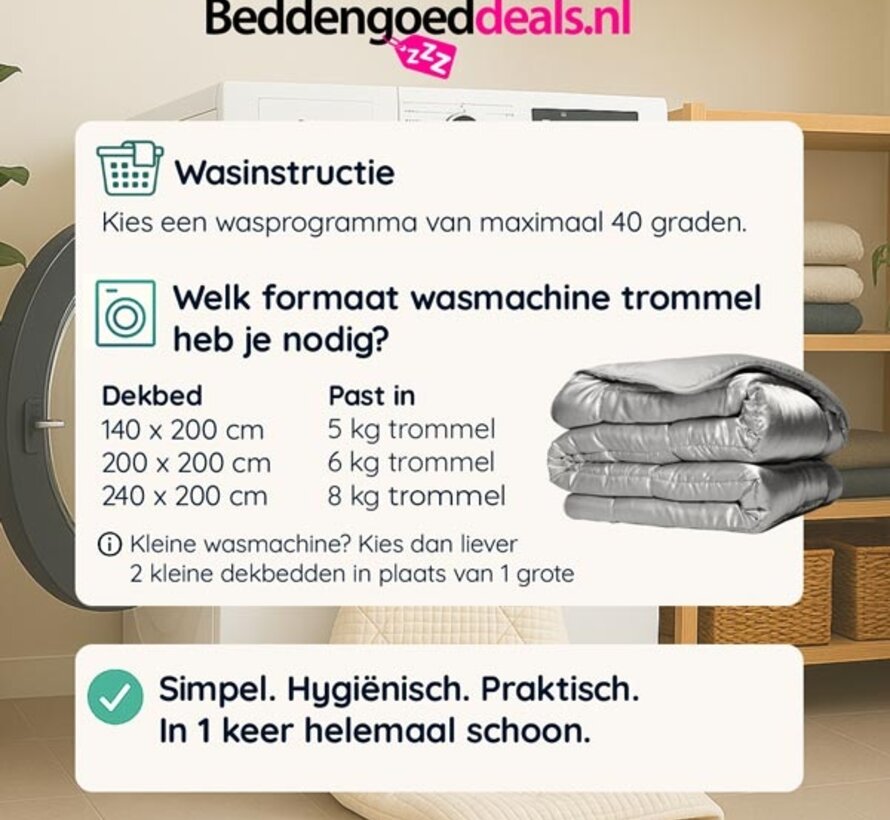 Dekbed Zonder Overtrek - Zilvergrijs Satin