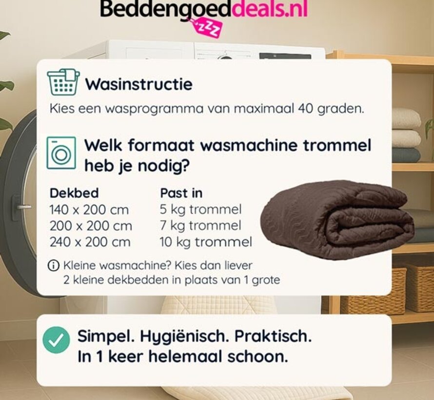 Dekbed Zonder Overtrek - Bruin Tufted Waves