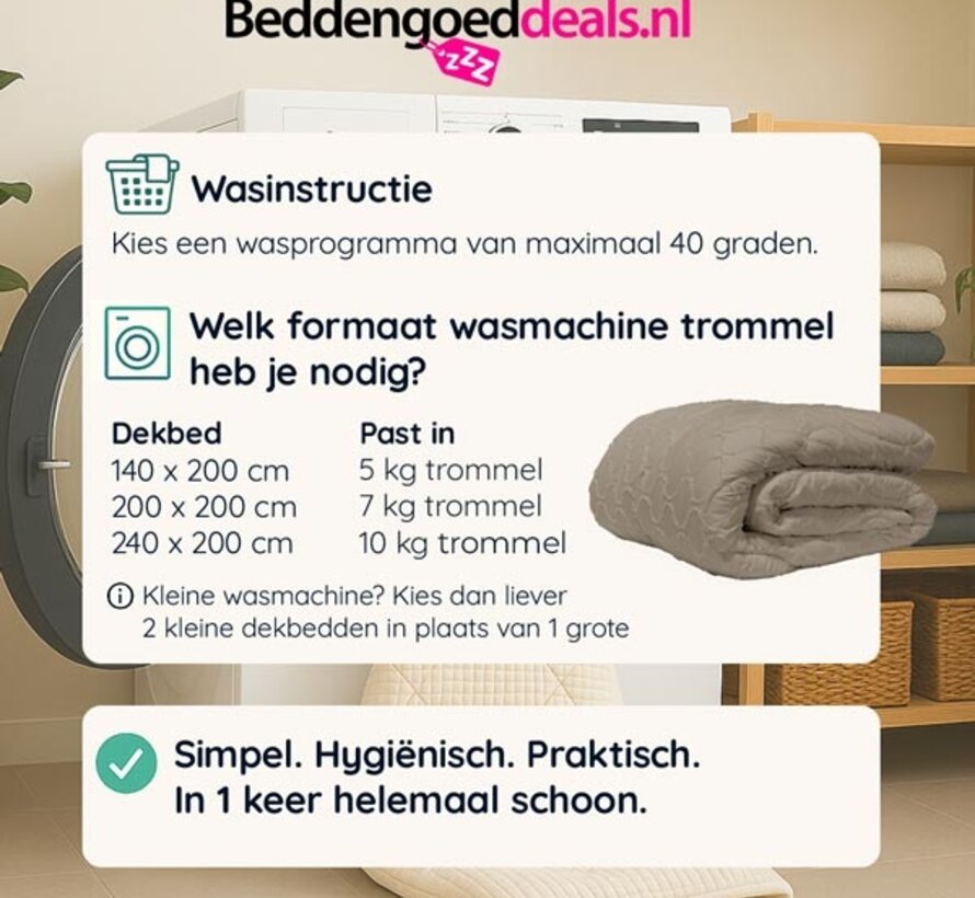 Dekbed Zonder Overtrek - Taupe Tufted Curve