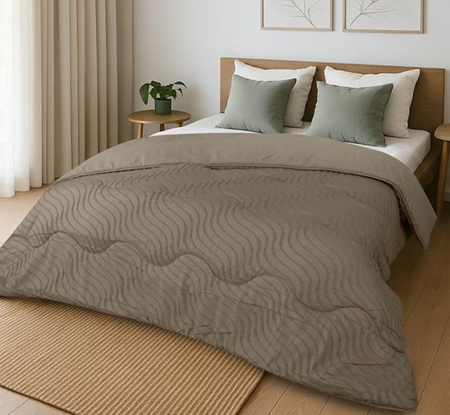 Dekbed Zonder Overtrek - Taupe Tufted Waves