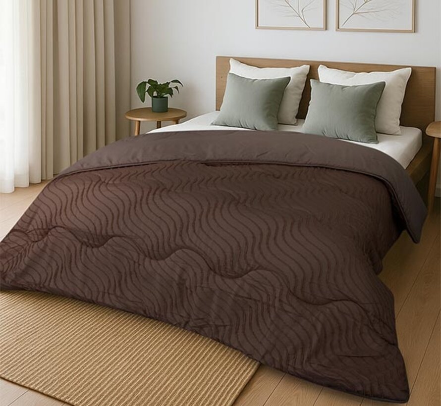Dekbed Zonder Overtrek - Bruin Tufted Waves