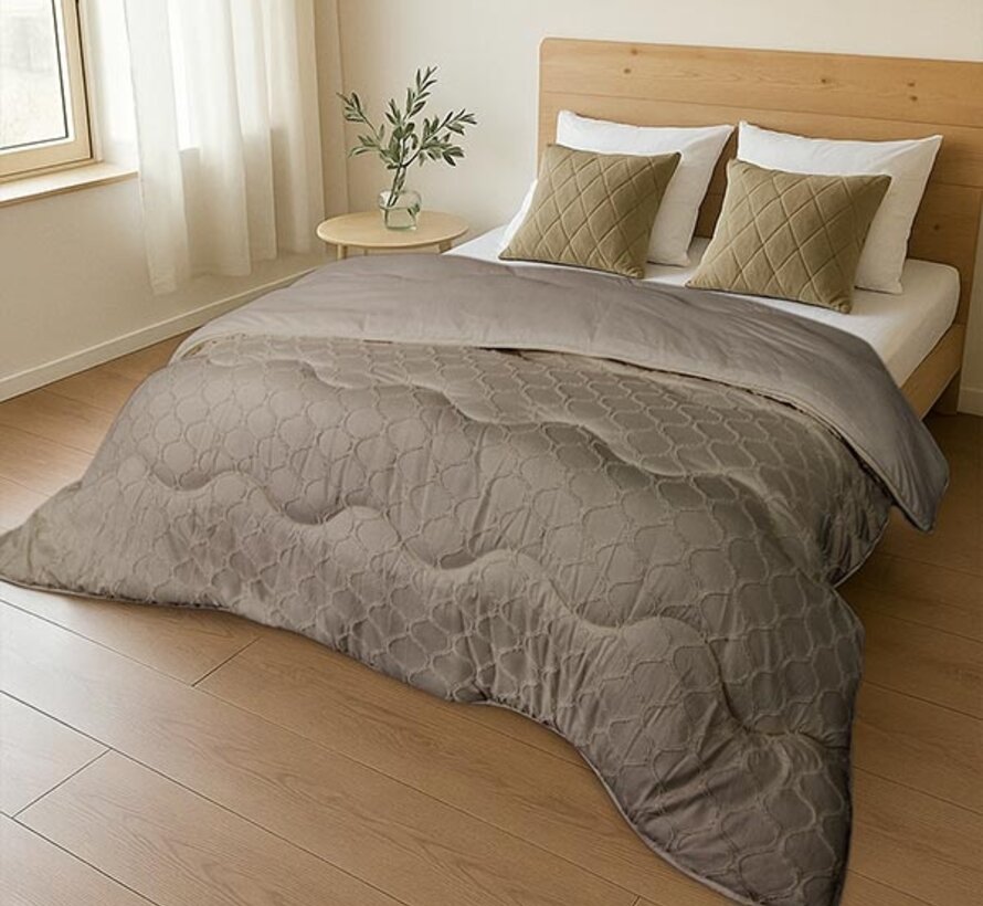 Dekbed Zonder Overtrek - Taupe Tufted Curve