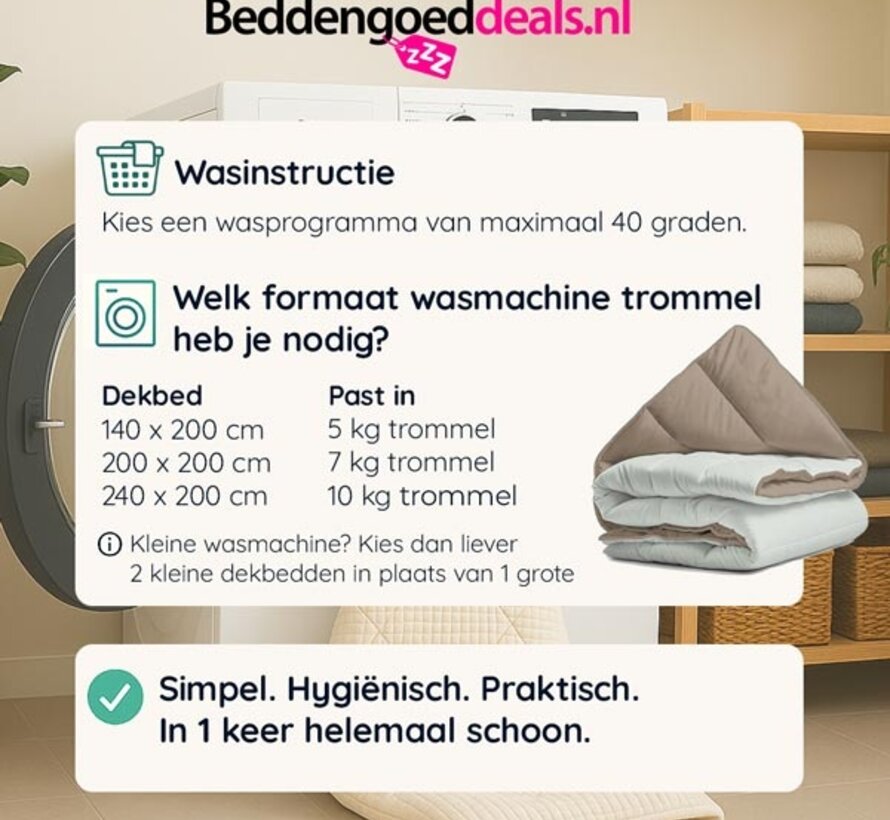 Dekbed Zonder Overtrek - Foggy/Teak All-in One Lazy