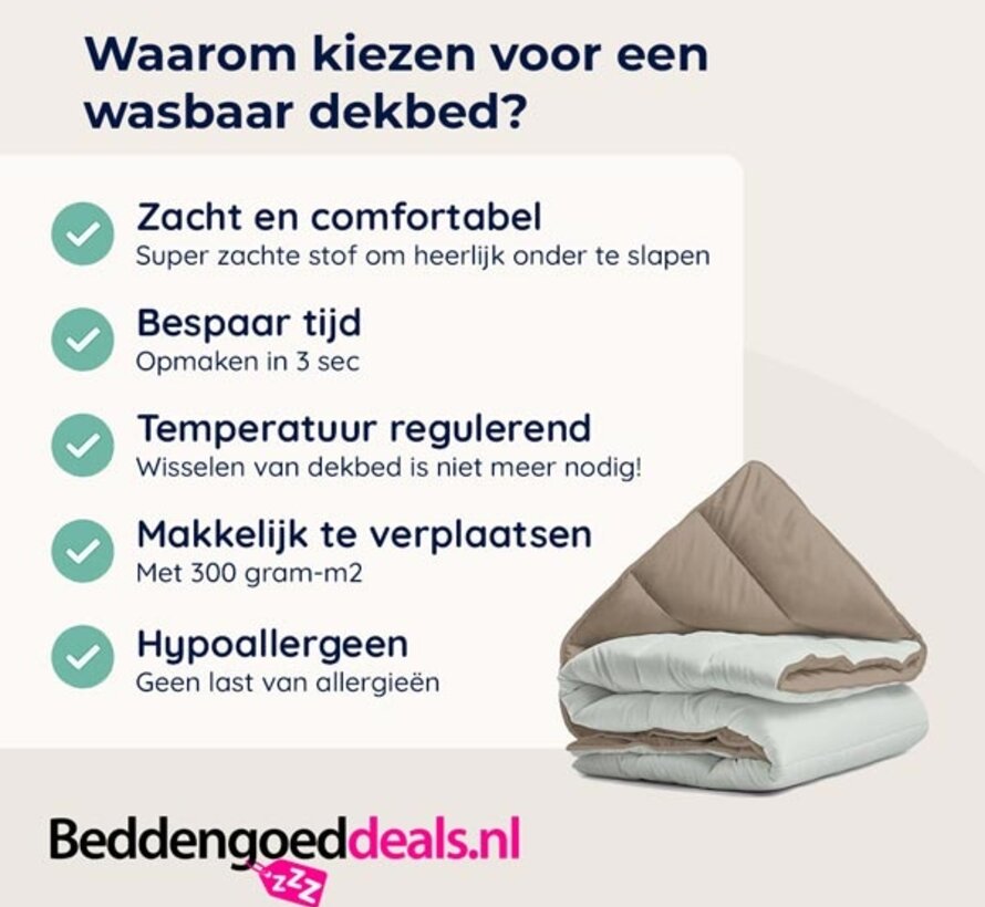 Dekbed Zonder Overtrek - Foggy/Teak All-in One Lazy