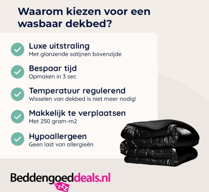 Dekbed Zonder Overtrek - Zwart Satin