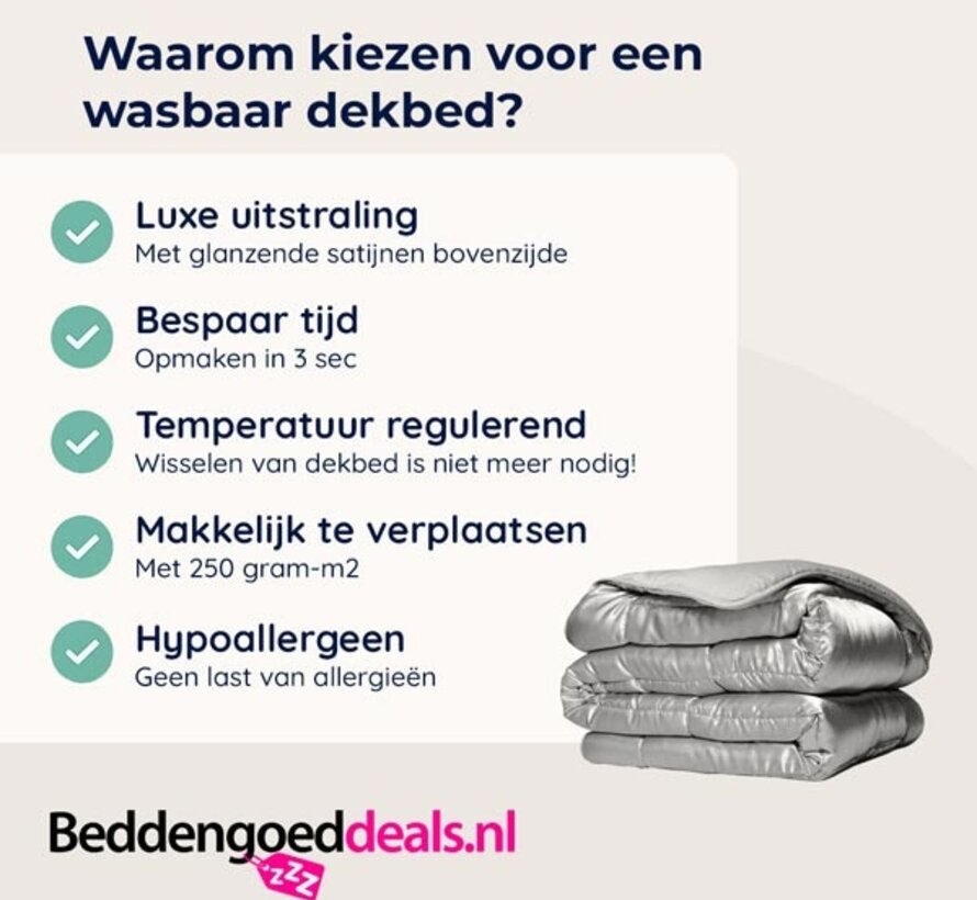 Dekbed Zonder Overtrek - Zilvergrijs Satin