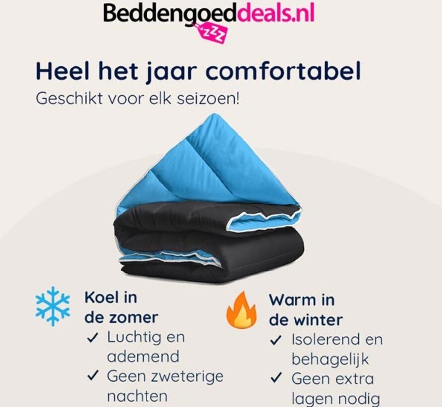 Dekbed Zonder Overtrek - Zwart/Blauw All-in One Lazy