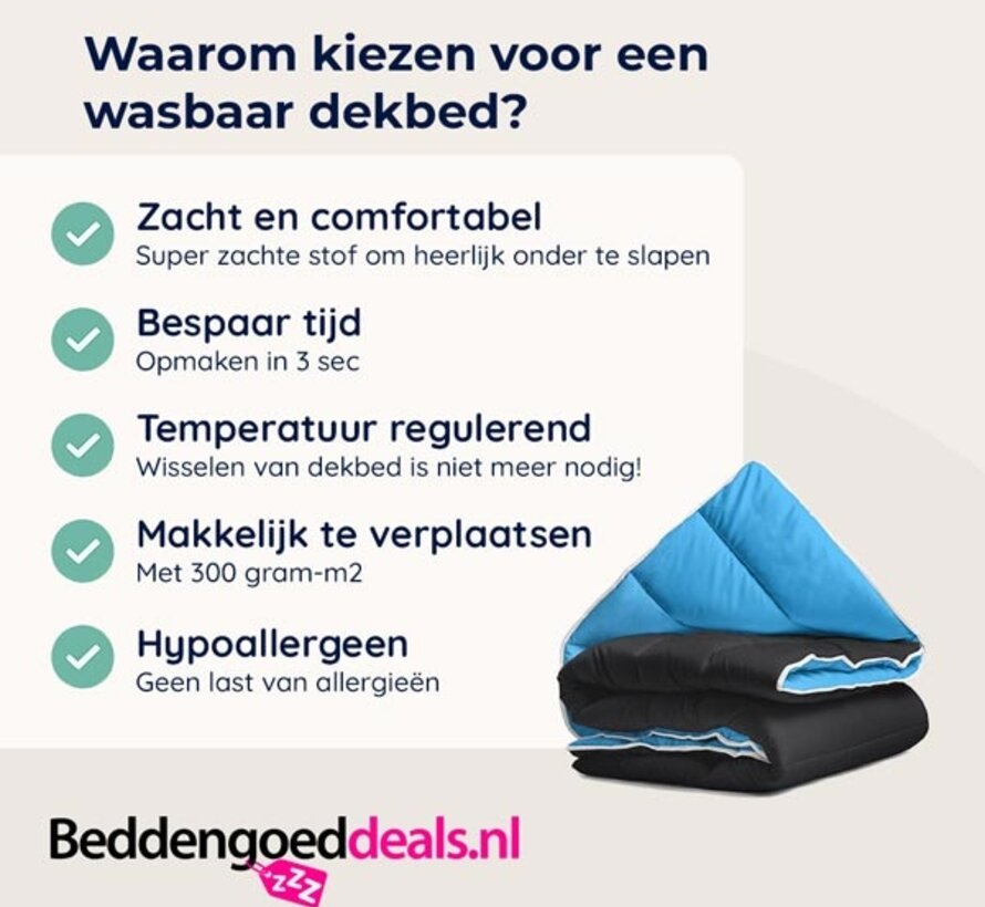 Dekbed Zonder Overtrek - Zwart/Blauw All-in One Lazy