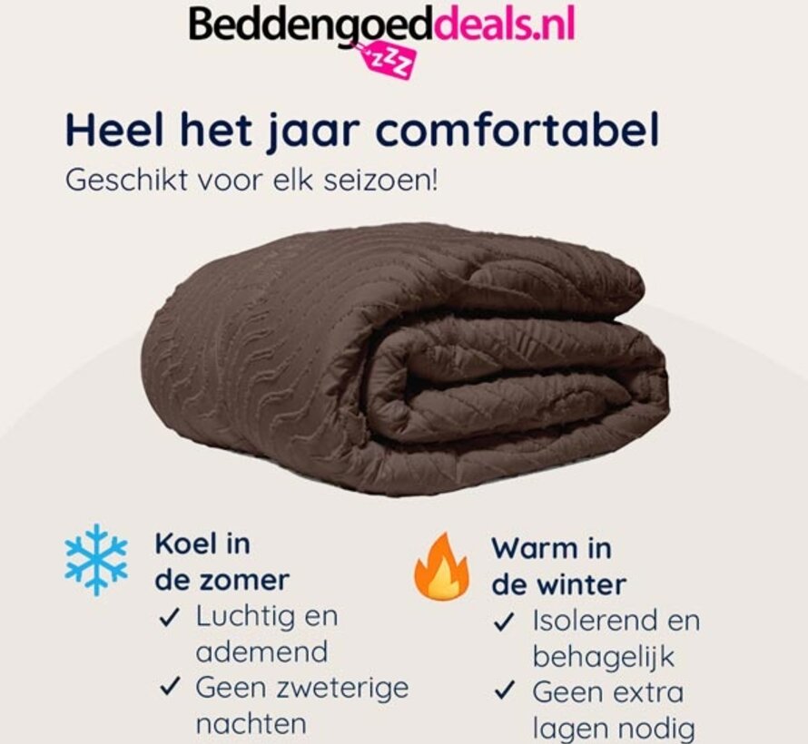 Dekbed Zonder Overtrek - Bruin Tufted Waves