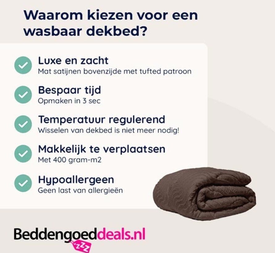 Dekbed Zonder Overtrek - Bruin Tufted Waves