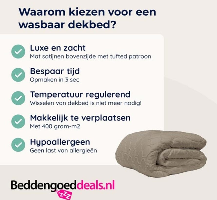 Dekbed Zonder Overtrek - Taupe Tufted Curve