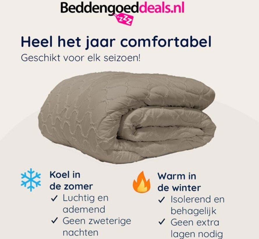 Dekbed Zonder Overtrek - Taupe Tufted Curve