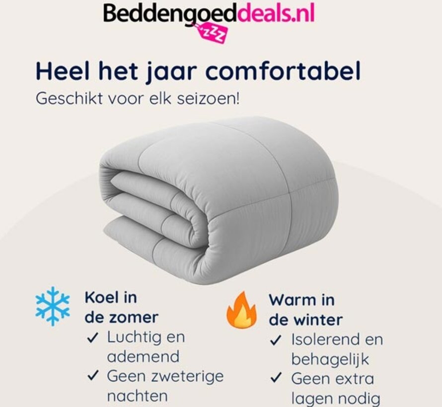 Dekbed Zonder Overtrek - Grijs Stone Washed