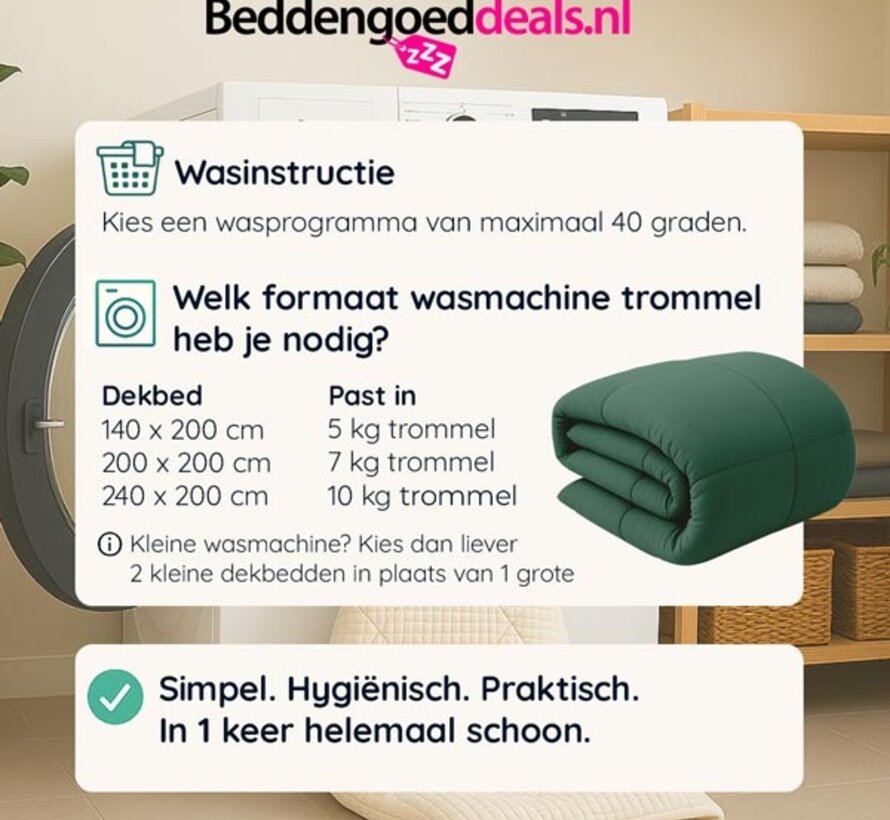 Dekbed Zonder Overtrek - Dennengroen Stone Washed