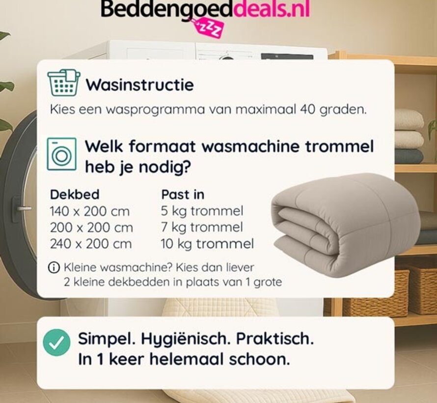 Dekbed Zonder Overtrek - Zand Stone Washed