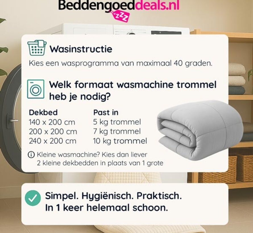 Dekbed Zonder Overtrek - Grijs Stone Washed