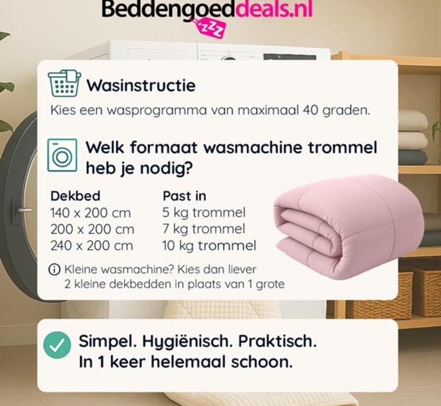 Dekbed Zonder Overtrek - Krijtroze Stone Washed